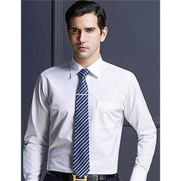 Mens Tie Clip Set Black Silver Bar Clips Wedding Business Formal Accessories - Picture 4 of 7